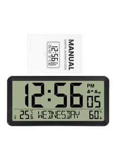 LCD Digital Alarm Clock Battery Operated Desk Electronic Small Clock with Indoor Temperature Humdity Date Backlight Snooze Function for Home Bedroom Bedside Desk