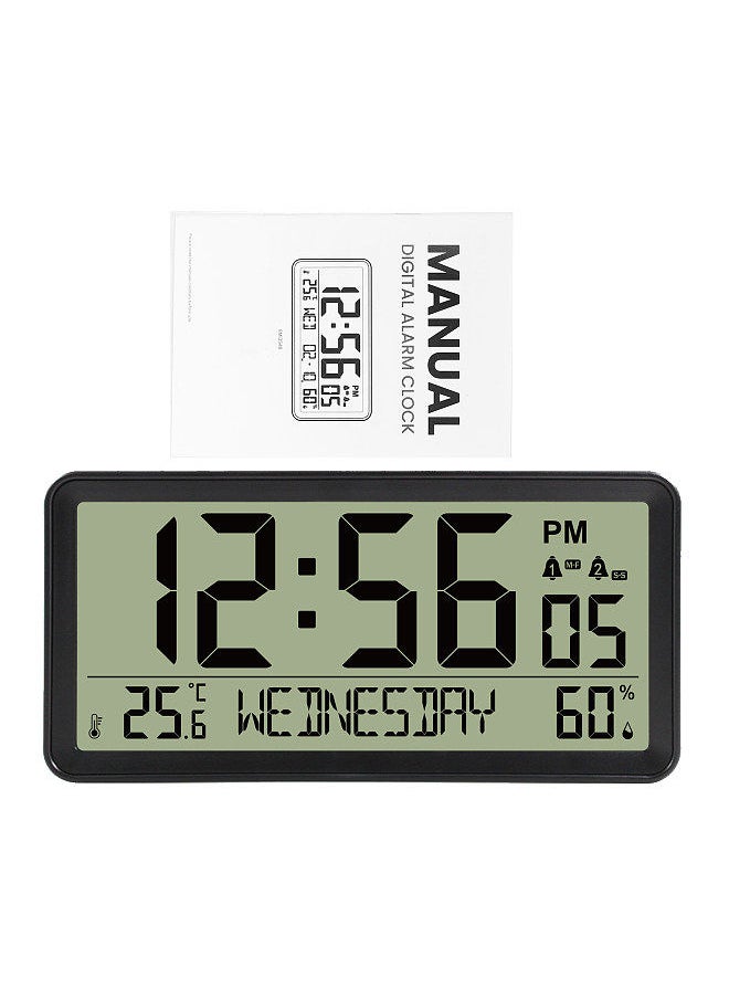 Generic - LCD Digital Alarm Clock Battery Operated Desk Electronic Small Clock with Indoor Temperature Humdity Date Backlight Snooze Function for Home Bedroom Bedside Desk - Image 1
