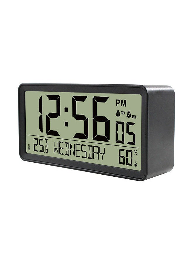Generic - LCD Digital Alarm Clock Battery Operated Desk Electronic Small Clock with Indoor Temperature Humdity Date Backlight Snooze Function for Home Bedroom Bedside Desk - Image 1