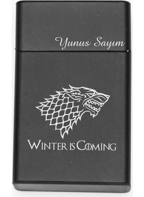 Ada Lazer Ada Laser Personalized Metal Cigarette Box with Winter Is Coming Logo 