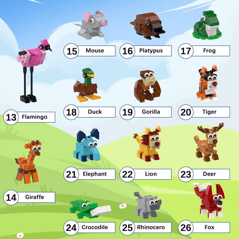 Tenhorses Party Favors for Kids Building Set 26 Pack Animals بناء مكعبات اللعب عيد الحب جوائز الفصول الدراسية أكياس جودي سلة عيد الفصح هدية عيد ميلاد للأطفال 8-12 (803PCS) - Image 4