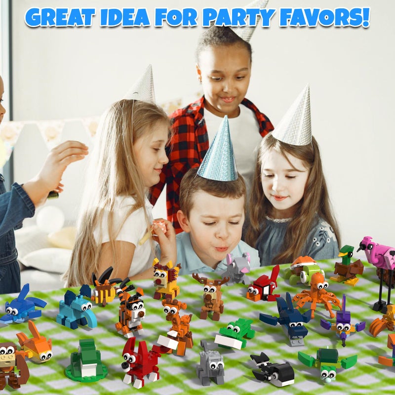 Tenhorses Party Favors for Kids Building Set 26 Pack Animals بناء مكعبات اللعب عيد الحب جوائز الفصول الدراسية أكياس جودي سلة عيد الفصح هدية عيد ميلاد للأطفال 8-12 (803PCS) - Image 5