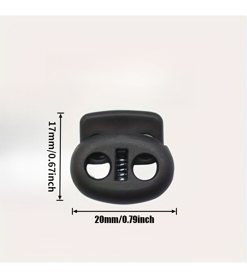 Black Double Hole Cylinder Plastic Lacing Lock 2pcs - Image 1