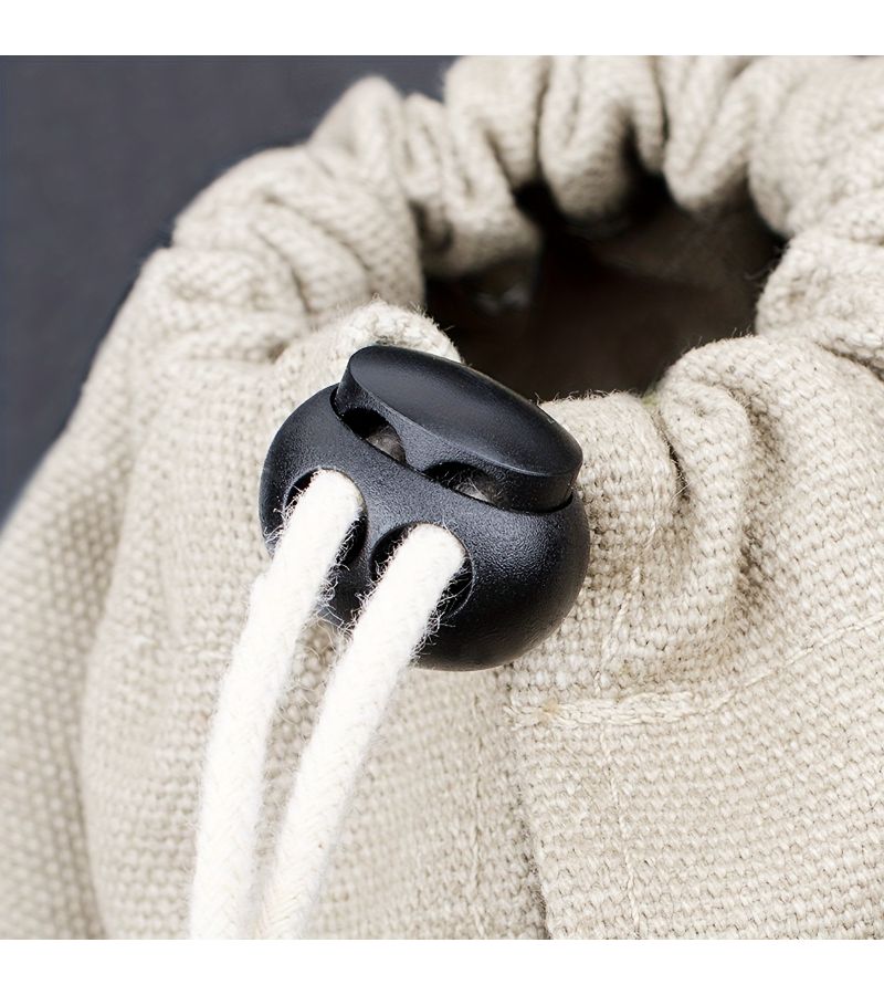 Black Double Hole Cylinder Plastic Lacing Lock 2pcs - Image 3