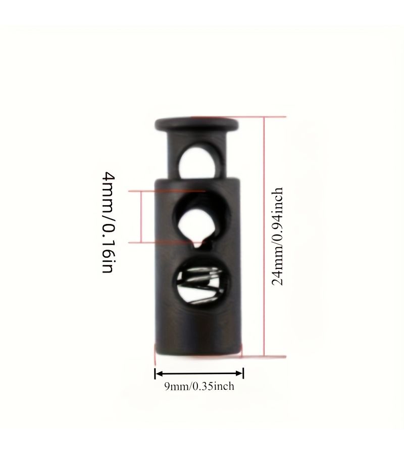 Black Double Hole Cylinder Plastic Lacing Lock 2pcs - Image 5