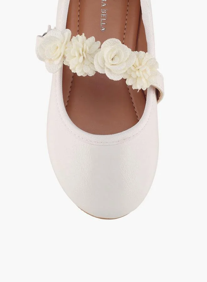 Flora Bella By Shoexpress WHITE Flora Bella Girls Floral Accent Hook & Loop Ballerina Shoes for Women | Best Price UAE