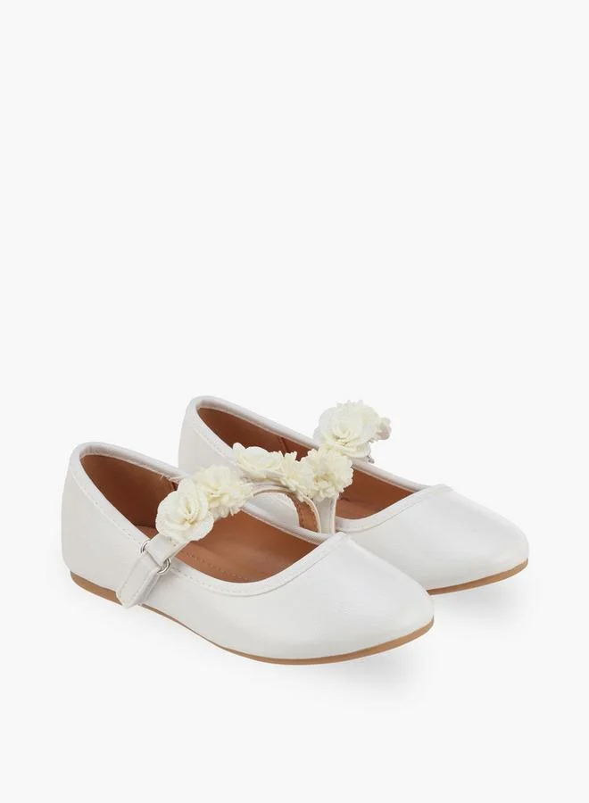 فلورا بيلا من شو إكسبرس Flora Bella Girls Floral Accent Hook & Loop Ballerina Shoes