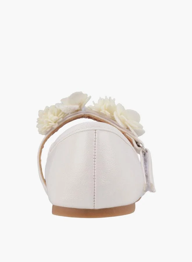 Flora Bella By Shoexpress WHITE Flora Bella Girls Floral Accent Hook & Loop Ballerina Shoes for Women | Best Price UAE