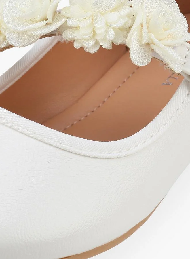 Flora Bella By Shoexpress WHITE Flora Bella Girls Floral Accent Hook & Loop Ballerina Shoes for Women | Best Price UAE
