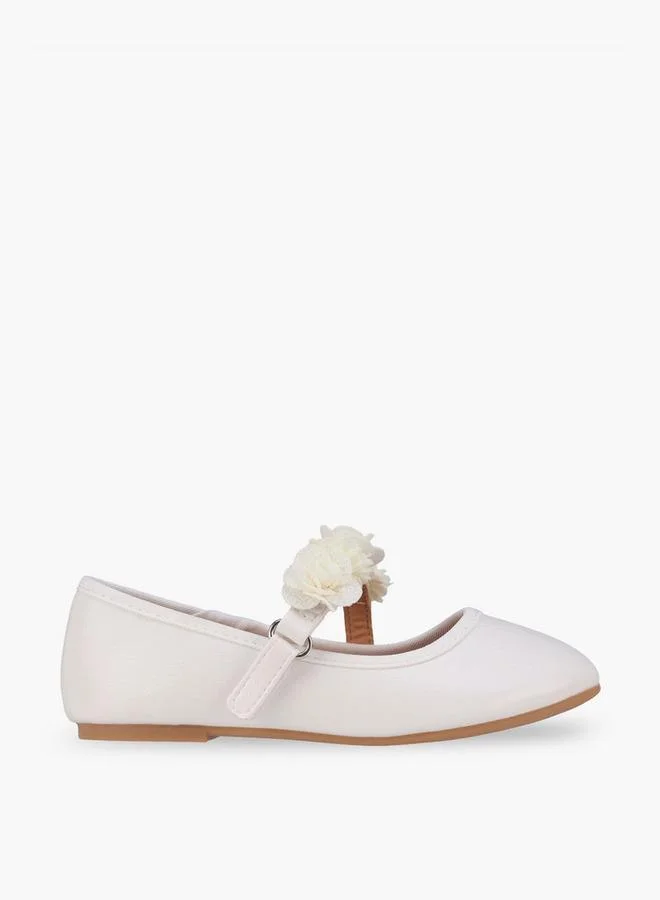 Flora Bella By Shoexpress WHITE Flora Bella Girls Floral Accent Hook & Loop Ballerina Shoes for Women | Best Price UAE