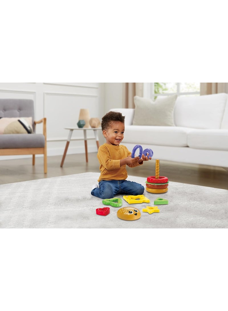 vtech لعبة فتيك بيبي بناء البرجر - لعبة تكديس وفرز مع 6 قطع طعام، مطابقة الأشكال، دوران ولعب بالألوان | للأطفال من 18 إلى 24 شهرًا+ - Image 3
