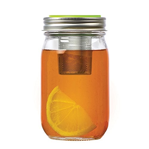 Jarware Tea Infuser Lid for Regular Mouth Mason Jars, Green - Image 1