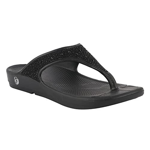 Neoz Ultra Soft Women's Slippers with Cushion FootBed for Adult | Comfortable & Light Weight| Stylish & Anti-Skid| Waterproof & Everyday Flip Flops for Ladies/Girls, W-SWAROVSKI-NERO_6 - Image 1