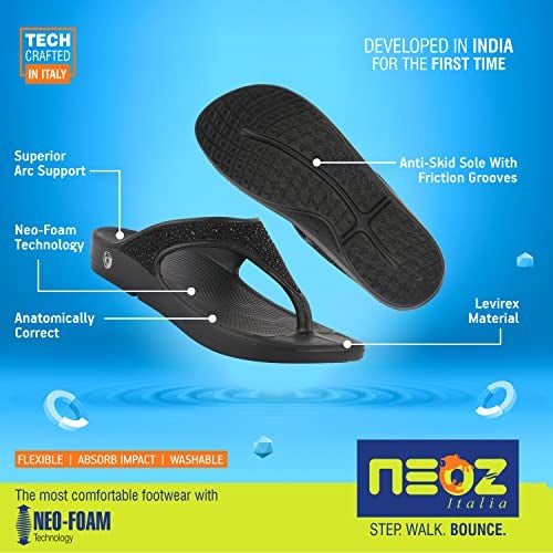 Neoz Ultra Soft Women's Slippers with Cushion FootBed for Adult | Comfortable & Light Weight| Stylish & Anti-Skid| Waterproof & Everyday Flip Flops for Ladies/Girls, W-SWAROVSKI-NERO_6 - Image 3