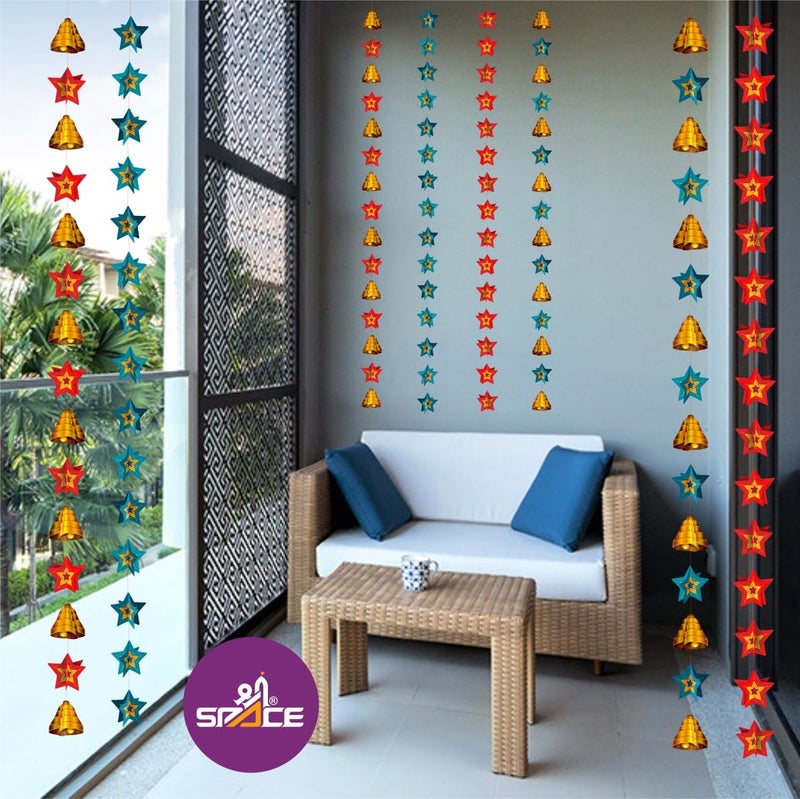 Shree Space SB Hanging Pack of 4 Row Paper Star Bell for Home Office Decor All Festival Diwali Christmas New Year Decoration for Durga Pooja Navratri Laxmi Puja Dipawali All Festival - Image 4