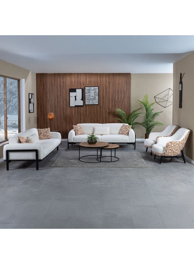 DANUBE HOME أريكة أوسلو 3 مقاعد من القماش - أريكة أنيقة باللون البيج/الأسود لغرفة المعيشة، مقاعد مريحة، إطار خشبي ومعدني متين، الحجم: L222xW99xH76cm، مثالية لديكور المنزل - Image 2