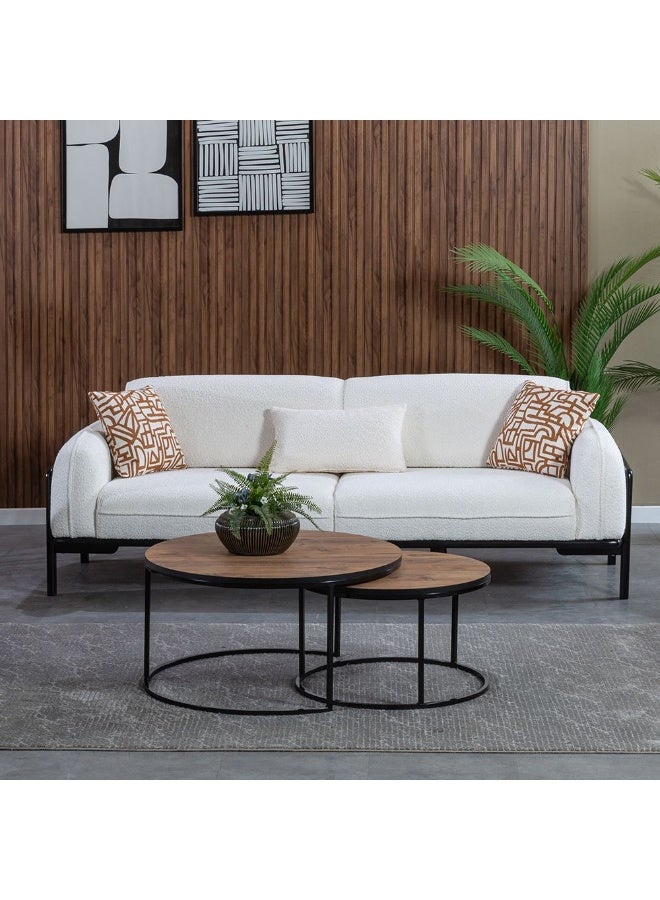 DANUBE HOME أريكة أوسلو 3 مقاعد من القماش - أريكة أنيقة باللون البيج/الأسود لغرفة المعيشة، مقاعد مريحة، إطار خشبي ومعدني متين، الحجم: L222xW99xH76cm، مثالية لديكور المنزل - Image 1