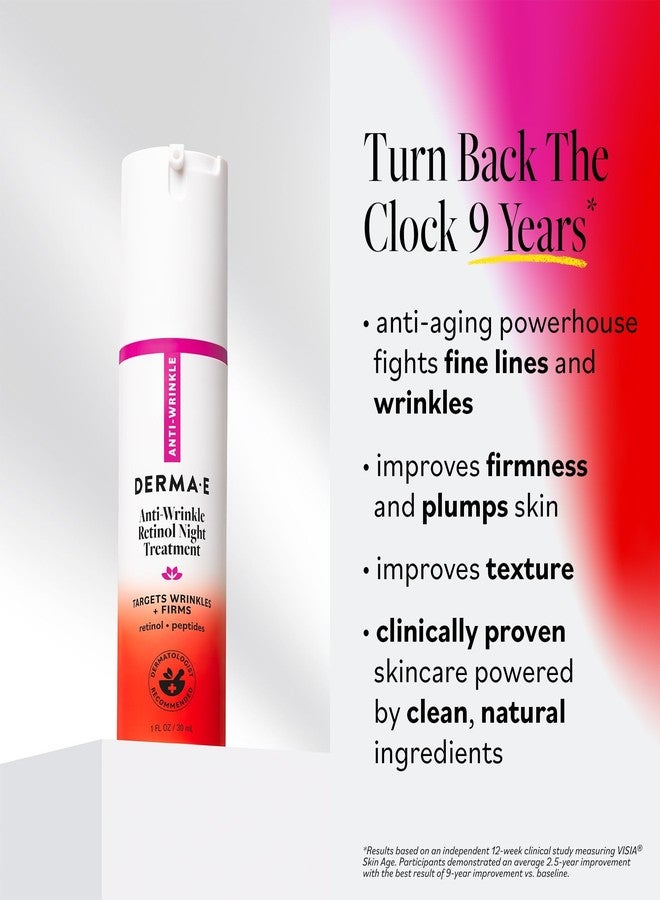 derma-e Derma E Anti-Wrinkle Retinol Night Treatment Lotion for Face & Neck, 1 Fl Oz, Peptides & Niacinamide to Help Reduce Appearance of Fine Lines & Wrinkles, Improve Skin Elasticity & Texture - Image 2
