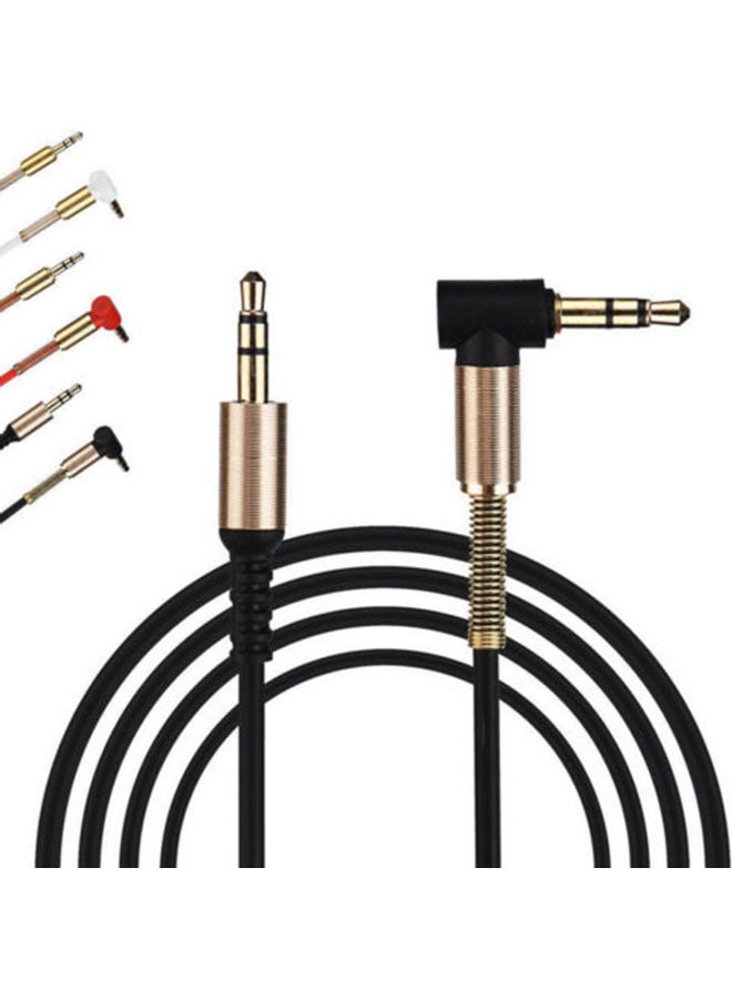 NIBEMINENT 1m 3.5mm Jack Car Audio Cable Male To L-Shape Right Angle Extension Lead Black  - Image 2