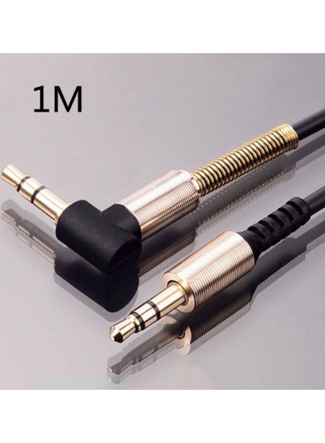 NIBEMINENT 1m 3.5mm Jack Car Audio Cable Male To L-Shape Right Angle Extension Lead Black  - Image 3