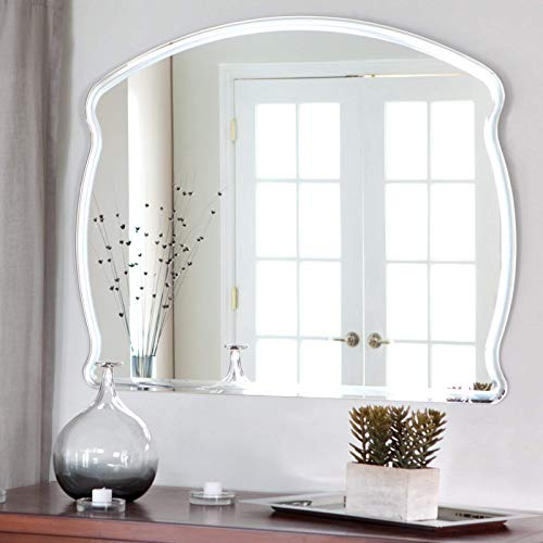 TINITALO Frameless Decorative Mirror Glass for Wall Mirror for Bathrooms Mirror in Home Mirror Decor Mirror Size : 18 X 24 Inch QG 65, Unframed, Silver, Semicircular - Image 2