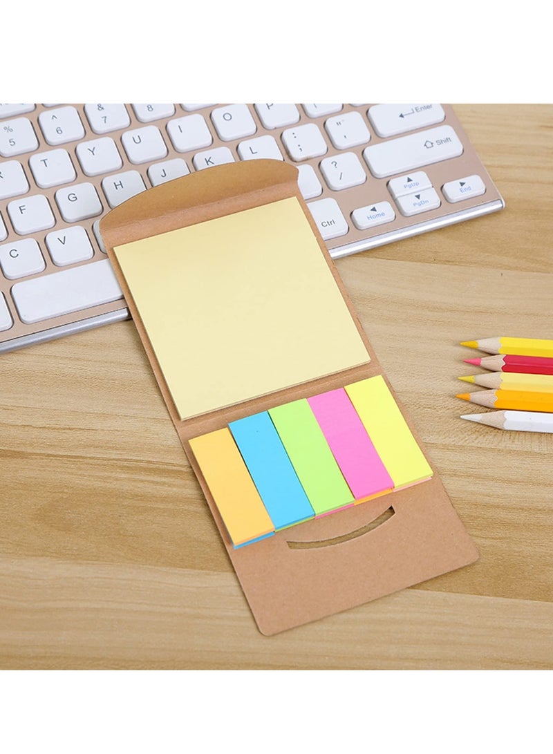 Self-Adhesive Note Paper Set, Small Mini with Index Notepad Pocket Notebook 5 Colors Page Tabs Writable Post It for Markers Classify(4 Pieces)
