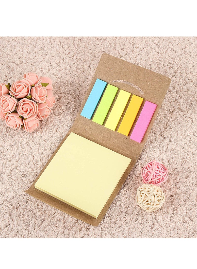 Self-Adhesive Note Paper Set, Small Mini with Index Notepad Pocket Notebook 5 Colors Page Tabs Writable Post It for Markers Classify(4 Pieces)