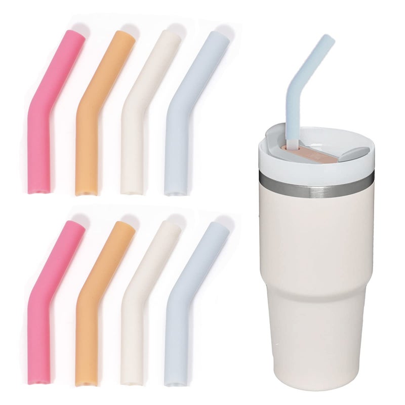 GREANT 8 Pcs Straw Cover compatible with Stanley Adventure Quencher Tumblers  Cup 40oz  04 inch Silicone Straw Topper with Colorful Tips