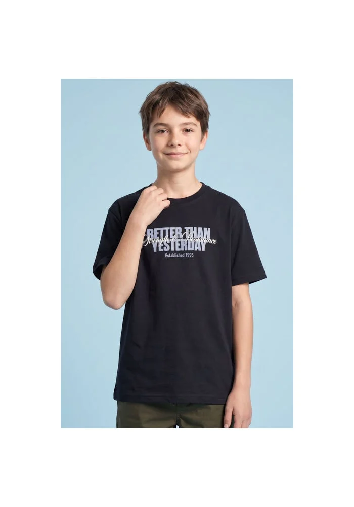 R&b Typography Print T-Shirt with Crew Neck and Short Sleeves