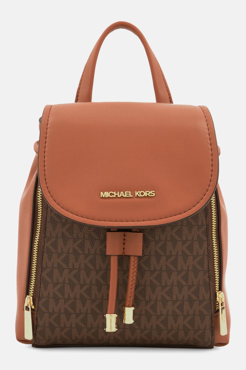 Michael Kors Women Phoebe Brand Logo Backpack 22 H x 18 L x 9 W cm, Brown  - Image 1