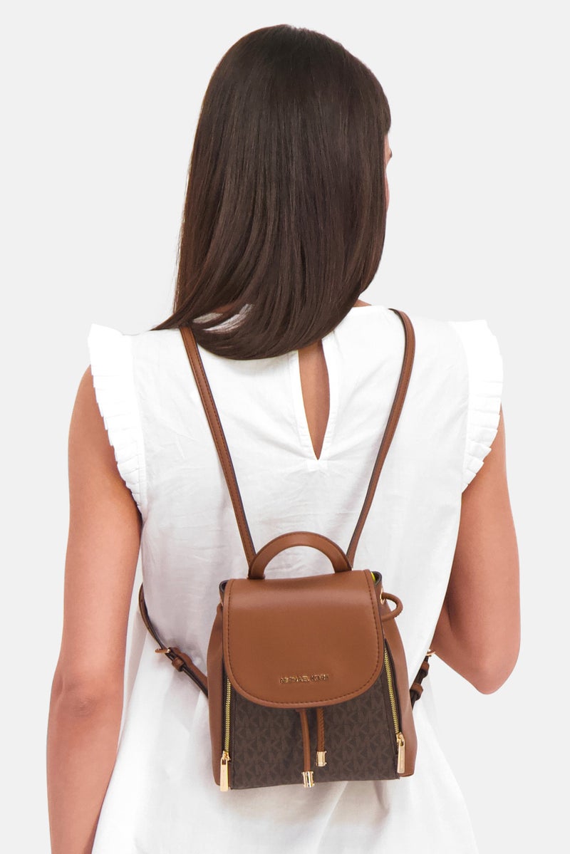 Michael Kors Women Phoebe Brand Logo Backpack 22 H x 18 L x 9 W cm, Brown  - Image 2