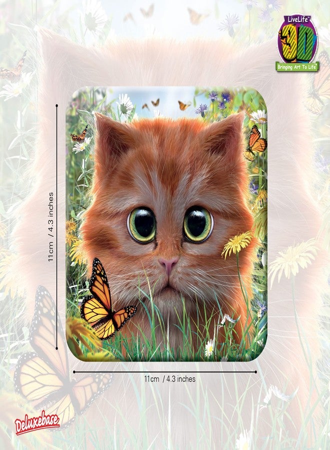  ديلوكس بايز قاعدة أكواب ثلاثية الأبعاد من الفلين من لايف لايف - قطة زنجبيل من ديلوكس بيس. قاعدة أكواب مزينة بصورة حيوان ثلاثية الأبعاد. حصيرة أكواب واقية مانعة للانزلاق، مثالية لتزيين المنزل والإكسسوارات المنزلية. - Image 2