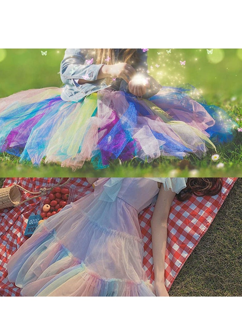 3 Pcs Rainbow Glitter Tulle Ribbon Rolls - 6" x 30 Yards in Rainbow, Pink, and Blue for Desk Chair Decor, Hair Accessories, Gift Wrapping, and Holiday Crafts for Kids. - Image 5