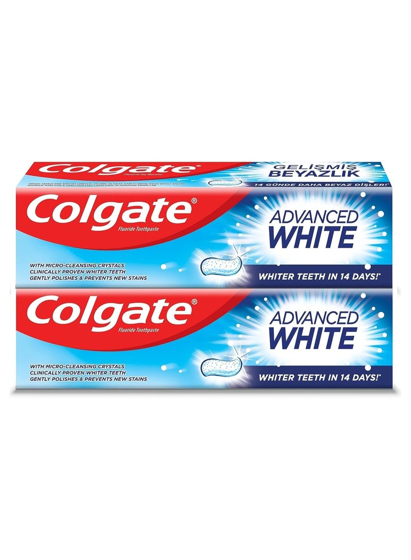 Colgate Toothpaste Advanced White, Whitening Toothpaste, 2x100 ml, 2 Pack - Image 1