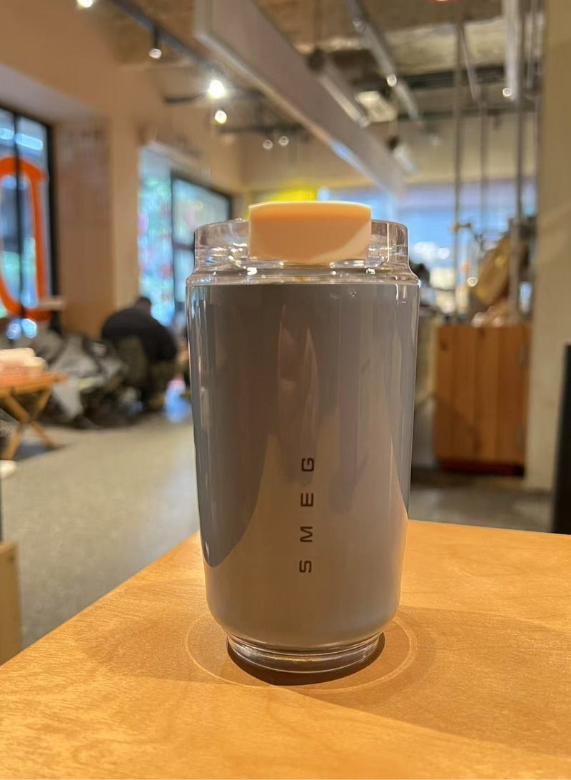 smeg 320ML Beverage Cup Travel Portable Car Drinking Cup Stainless Steel Vacuum Leak proof 320ML Coffee Thermos（Grey） - Image 2