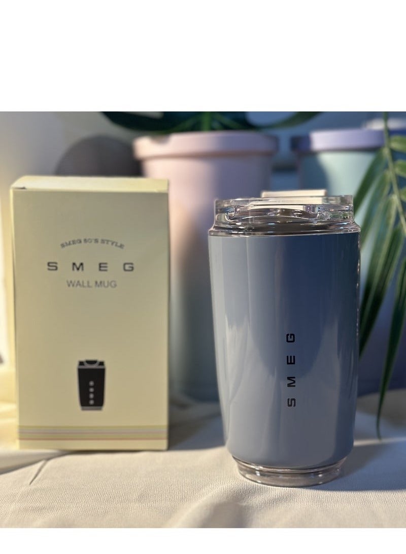 smeg 320ML Beverage Cup Travel Portable Car Drinking Cup Stainless Steel Vacuum Leak proof 320ML Coffee Thermos（Grey） - Image 1