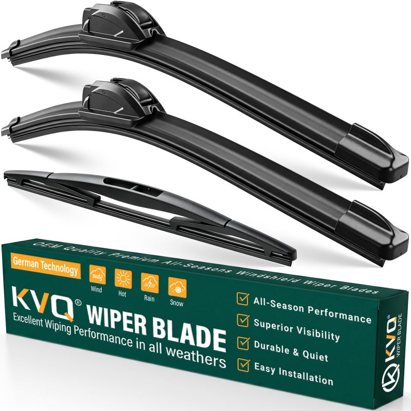 KVQ Windshield Wiper Blades Replacement for Mitsubishi Outlander 2014 2015 2016 2017 2018 2019 2020Original Equipment Replacement Front Rear Wiper Blade Set 26 18 12 Set of 3 - Image 2