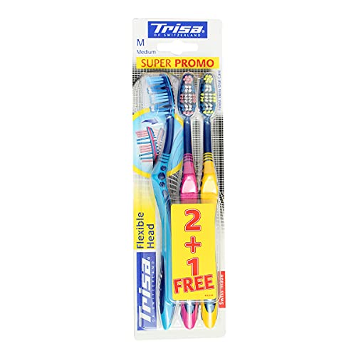 Trisa Flexible Head Medium Toothbrush Pack of 3 - Image 1