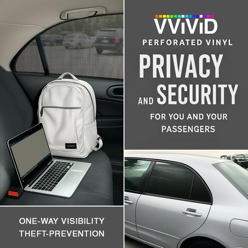 VViViD لفافة نافذة السيارات من في في في دي سوداء مثقبة برؤية أحادية الاتجاه (1.5 قدم × 4 أقدام) - Image 2