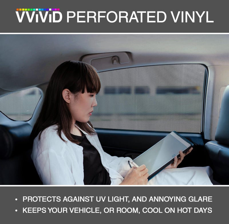 VViViD لفافة نافذة السيارات من في في في دي سوداء مثقبة برؤية أحادية الاتجاه (1.5 قدم × 4 أقدام) - Image 5