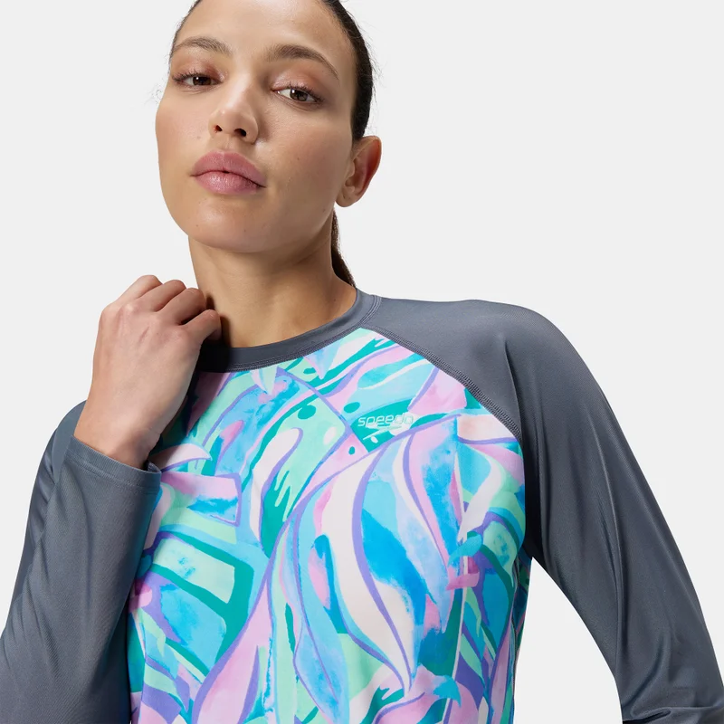 speedo Womens Printed Long Sleeve Swim Tee