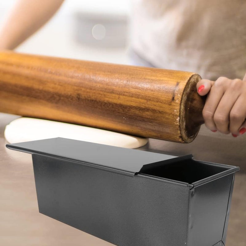 woobles Brioche Bread Loaf Bread Pan Baking Pan 900g Cake Toast Box Loaf Tin Soap Mould Dessert Form Non- Stick Bakeware with Lid for Cake Baking Tool Black Bread Loaf Pan 32.5X12X12.5CM Black - Image 4