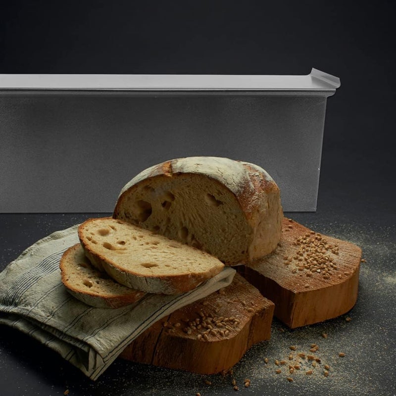 woobles Brioche Bread Loaf Bread Pan Baking Pan 900g Cake Toast Box Loaf Tin Soap Mould Dessert Form Non- Stick Bakeware with Lid for Cake Baking Tool Black Bread Loaf Pan 32.5X12X12.5CM Black - Image 2