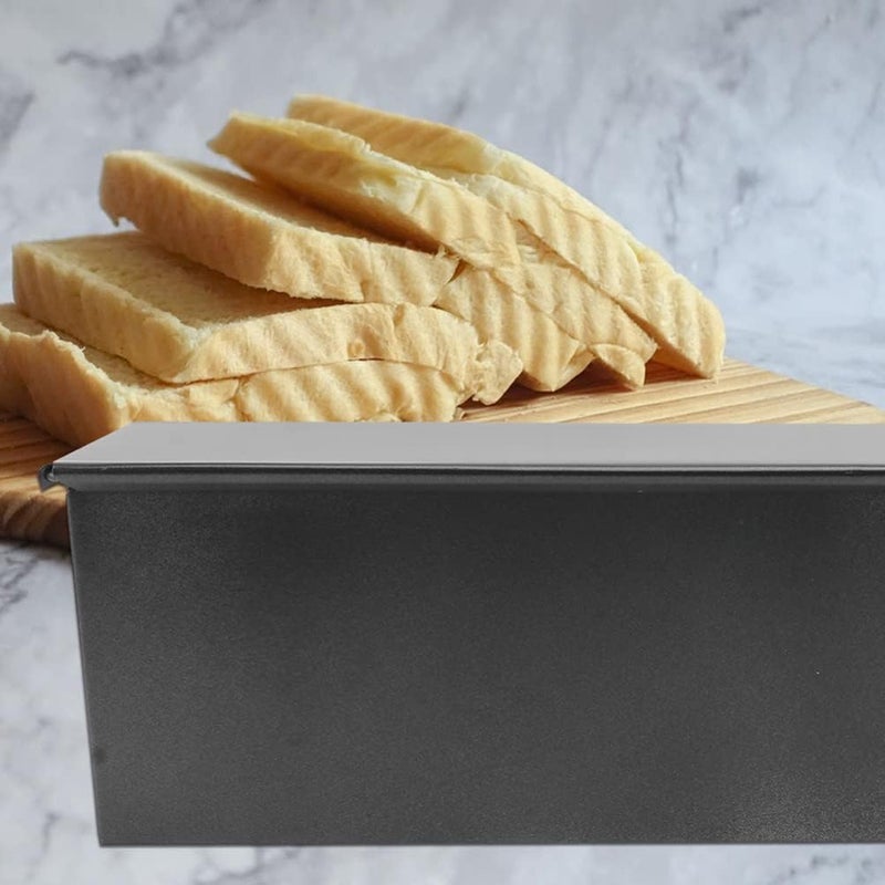 woobles Brioche Bread Loaf Bread Pan Baking Pan 900g Cake Toast Box Loaf Tin Soap Mould Dessert Form Non- Stick Bakeware with Lid for Cake Baking Tool Black Bread Loaf Pan 32.5X12X12.5CM Black - Image 5