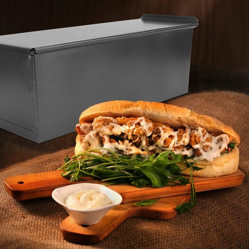 woobles Brioche Bread Loaf Bread Pan Baking Pan 900g Cake Toast Box Loaf Tin Soap Mould Dessert Form Non- Stick Bakeware with Lid for Cake Baking Tool Black Bread Loaf Pan 32.5X12X12.5CM Black - Image 3