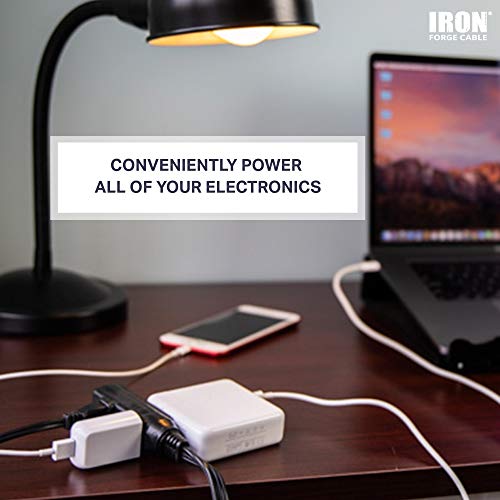 Iron Forge Cable 10 ft Flat Plug Black Extension Cord with 3 Outlets - 16/3 SJTW 3 Prong Indoor 10 Foot Black Extension Cord with Multiple Outlets - Image 3