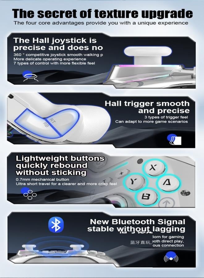 Magnetic face shell gamepad Hall joystick with light adjustment, Switch, Android IOS, wireless Bluetooth vibration