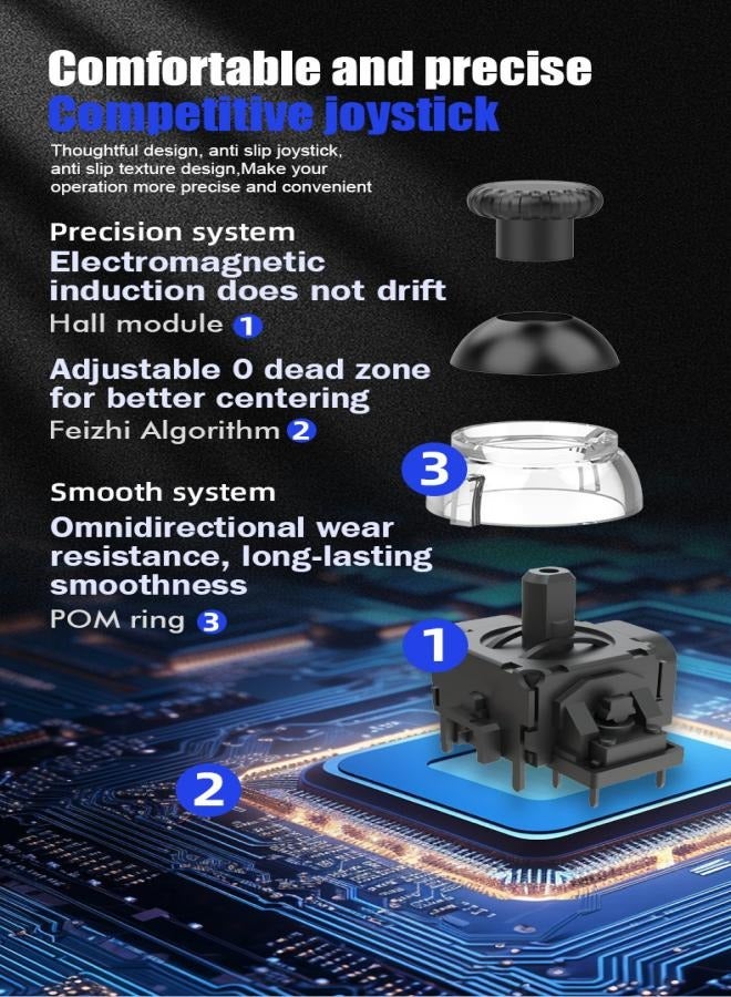 Magnetic face shell gamepad Hall joystick with light adjustment, Switch, Android IOS, wireless Bluetooth vibration
