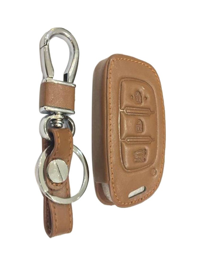 نيبمينينت حافظة لمفاتيح السيارة من الجلد مع سلسلة مفاتيح، لون بني