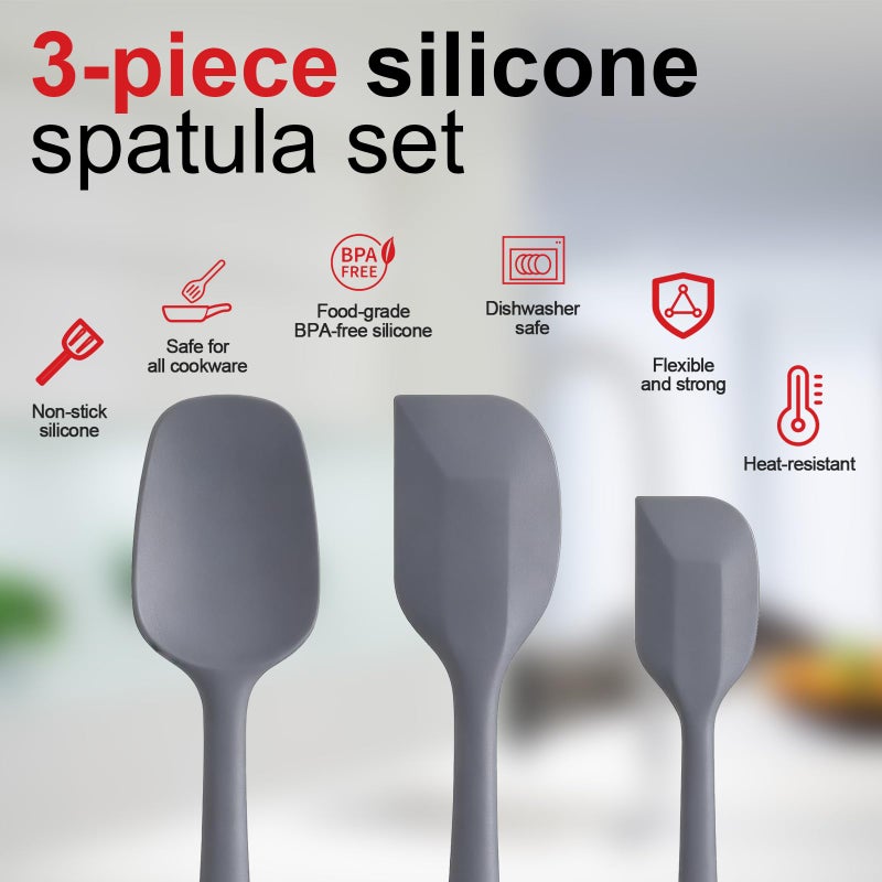 Cooptop Silicone Spatula Set - Rubber Spatula - 600Â°F Heat Resistant Baking Spoon & Spatulas(Dark Grey) - Image 3